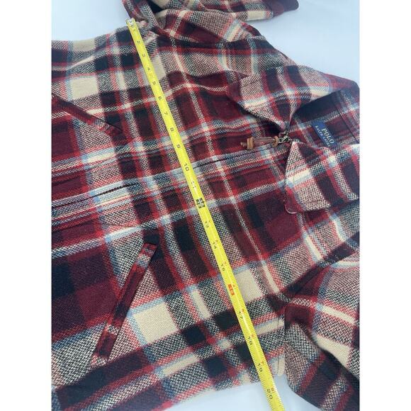 Polo Ralph Lauren Women’s Wool Jacket Bomber Plaid Coat 10 $498 Red Black Zip Up - Picture 9 of 9